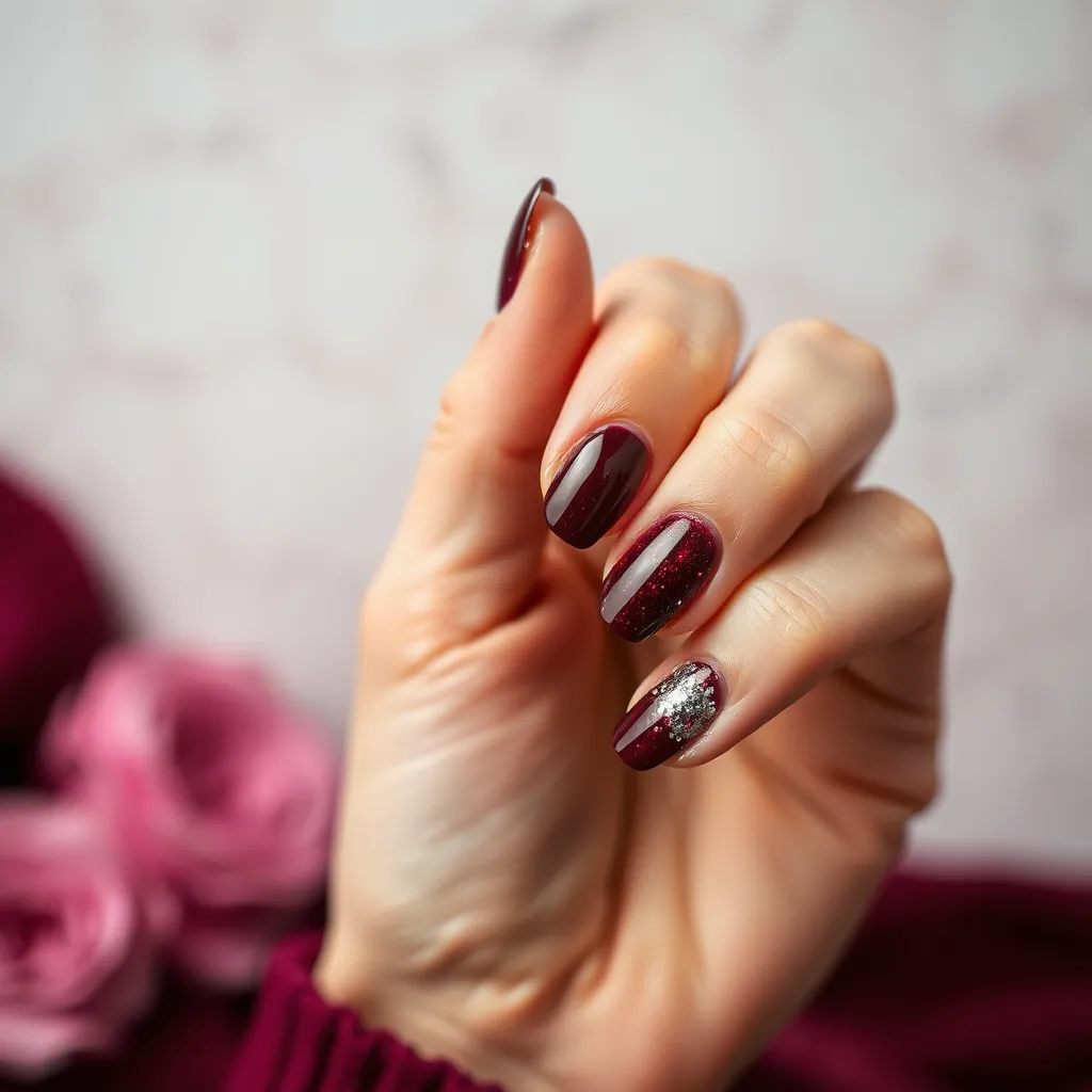 Paznokcie bordowe z brokatem – jak osiągnąć ten efekt