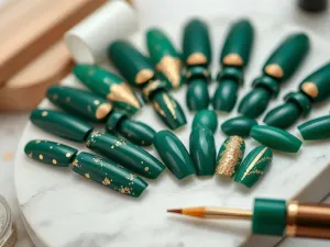 Paznokcie zielono złote – modne zdobienia i inspiracje