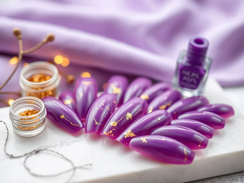 Paznokcie fiolet ze złotem: inspiracje i porady