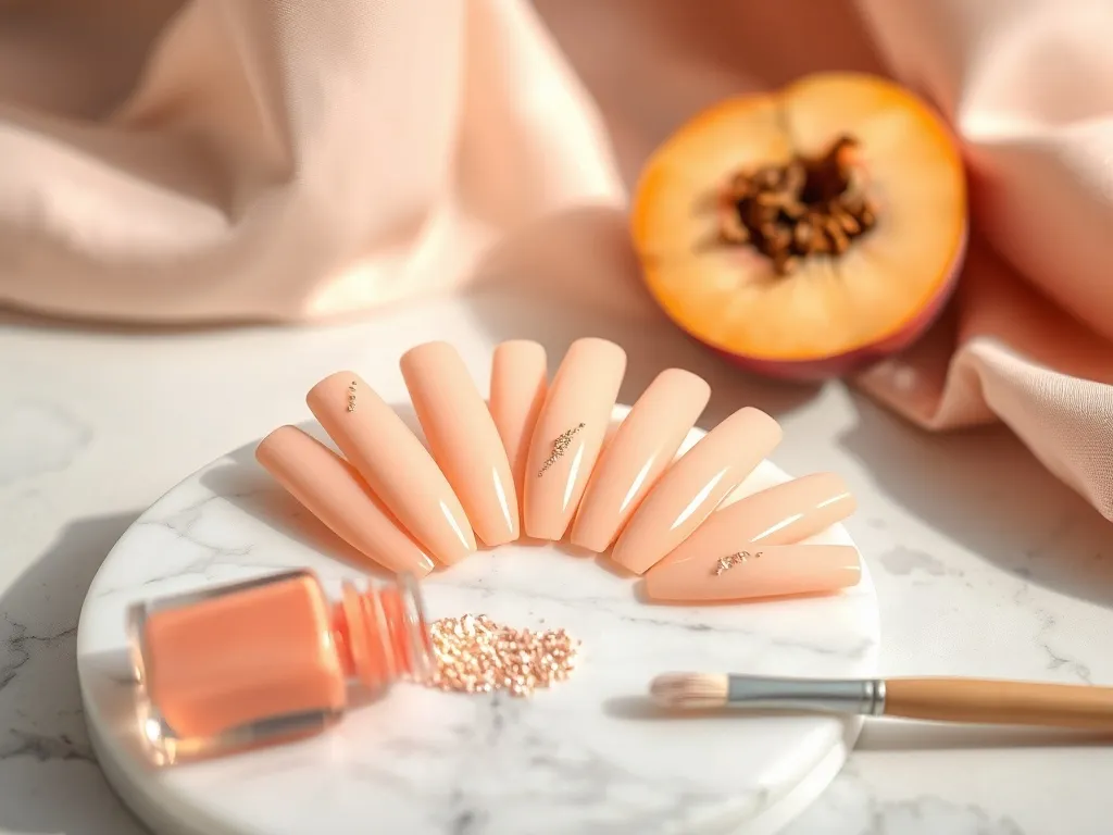 Paznokcie brzoskwiniowe z brokatem – inspiracje i porady