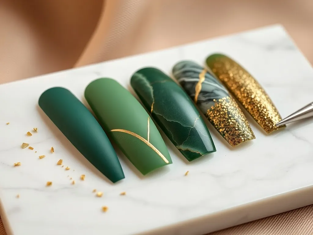 Paznokcie zieleń i złoto – modne inspiracje i stylizacje