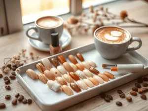 Paznokcie cappuccino – modne kolory, wzory i inspiracje