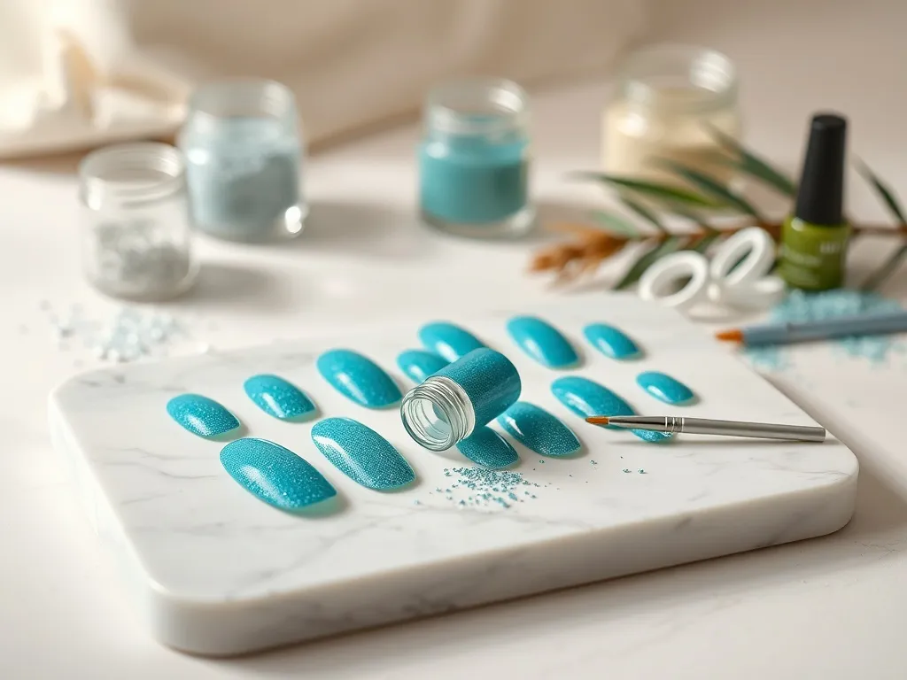 Paznokcie turkusowe z brokatem – inspiracje i pomysły